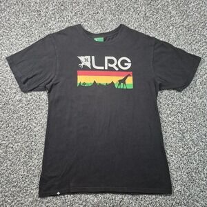 Y2K LRG Mens‎ L Black Rasta Graphic Shirt Lifted Research Group Short Sleeve